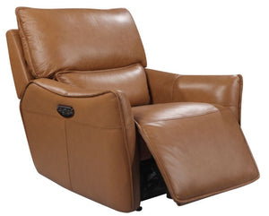 Leather Italia Portland Desert Leather Glider Recliner Chair with USB, Power Headrest & Footrest