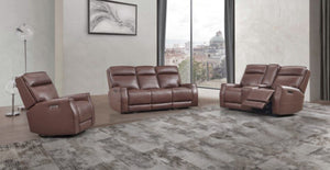 Leather Italia Sydney Zero Gravity Brown Heritage Leather Sofa with USB, Power Headrest & Footrest