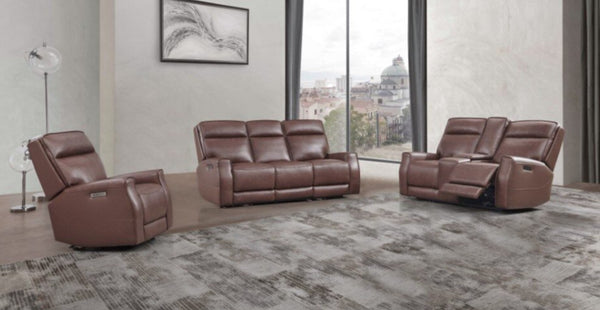 Leather Italia Sydney Zero Gravity Brown Heritage Leather Sofa with USB, Power Headrest & Footrest