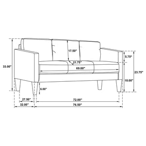 Coaster Ruth 3-Piece Fabric Upholstered Track Arm Sofa Rust Red