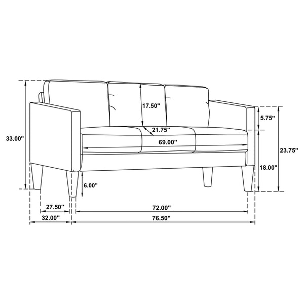 Coaster Ruth 3-Piece Fabric Upholstered Track Arm Sofa Rust Red