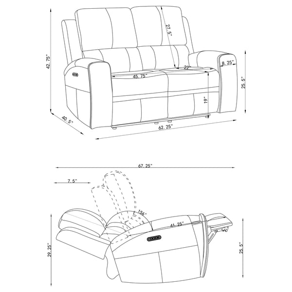 Coaster Brickston 2-Piece Triple Power Reclining Sofa Set Charcoal