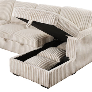 Coaster Devonshire Sleeper Sectional Sofa Storage Chaise Camel