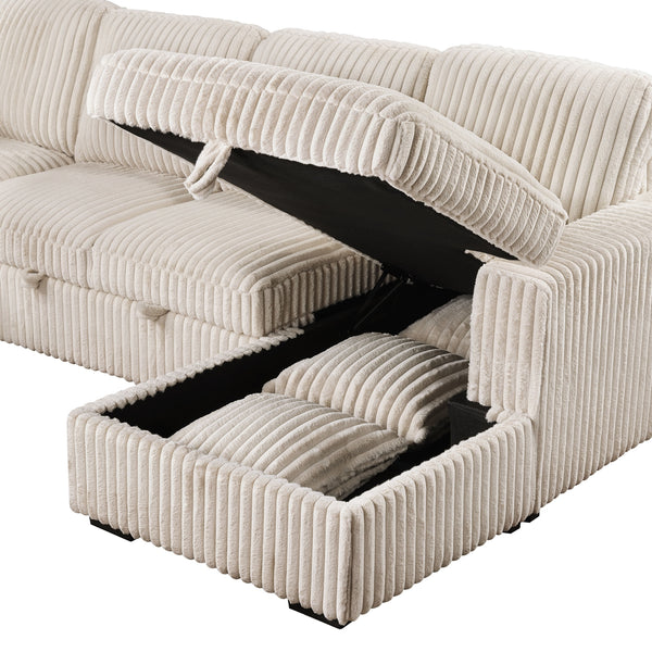 Coaster Devonshire Sleeper Sectional Sofa Storage Chaise Camel