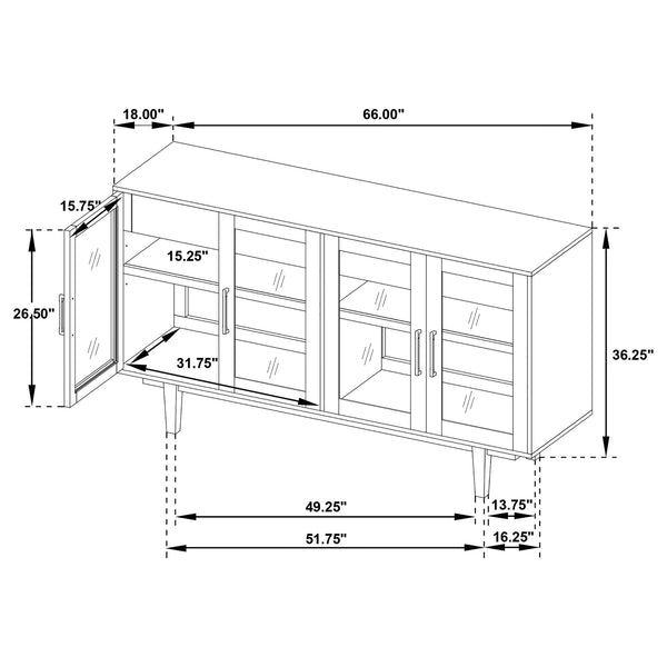 Coaster Middleton 4-Door Sideboard Server With Dual Drawers Black