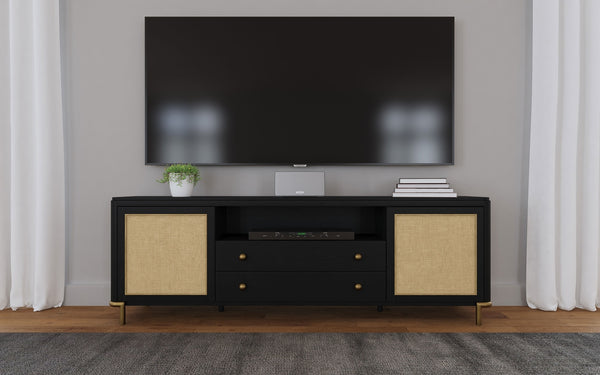 Coaster Arini Rattan Cane 2-Door Tv Stand Media Console Black