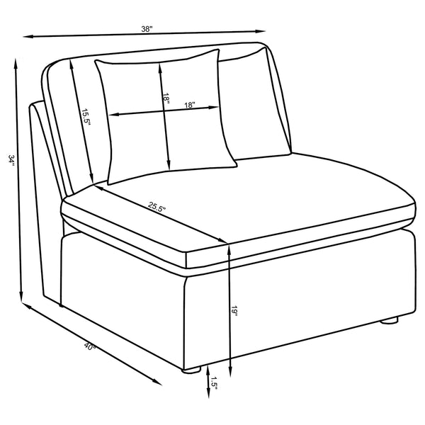Coaster Hobson Upholstered Armless Chair Charcoal