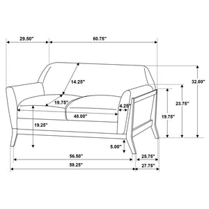Coaster Vaughn 3-Piece Fabric Upholstered Flared Arm Sofa Set Grey