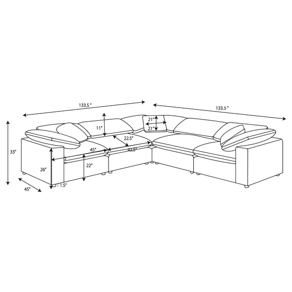 Coaster Raleigh 5-Piece Boucle Upholstered Modular Sectional Ivory