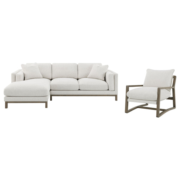 Coaster Geneva Boucle Upholstered Sectional Chaise Sofa Sand