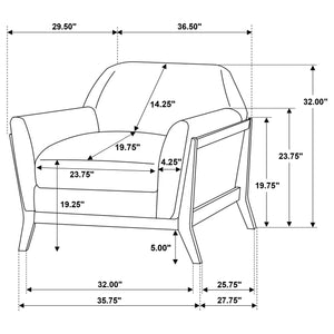 Coaster Vaughn 3-Piece Fabric Upholstered Flared Arm Sofa Set Grey