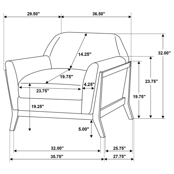 Coaster Vaughn 3-Piece Fabric Upholstered Flared Arm Sofa Set Grey