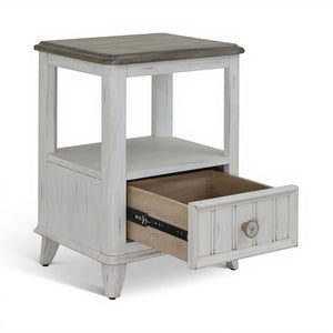 American Woodcrafters Beach Comber 1-Drawer Nightstand Weathered White With Brown Top
