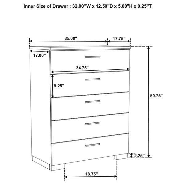 Coaster Felicity 5-Piece King Bedroom Set White High Gloss