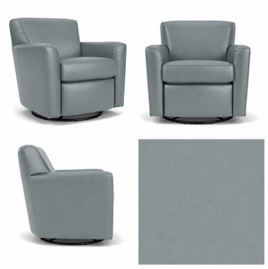 Flexsteel Kingman Leather Swivel Glider Chair in Mink