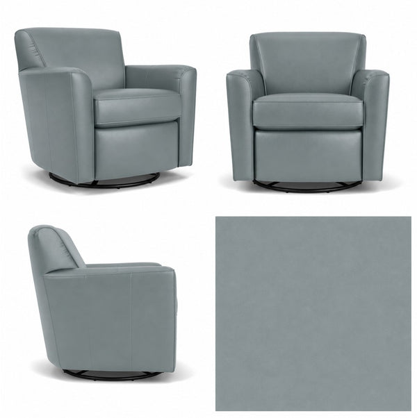 Flexsteel Kingman Leather Swivel Glider Chair in Mink