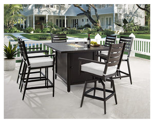 Plank & Hide Adeline Outdoor Counter-Height Armless Stool in Wenge Finish with Silver Dove Fabric