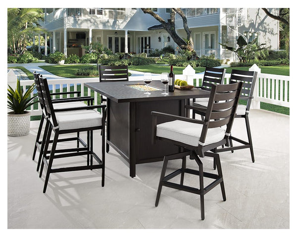 Plank & Hide Adeline Outdoor Counter-Height Armless Stool in Wenge Finish with Silver Dove Fabric