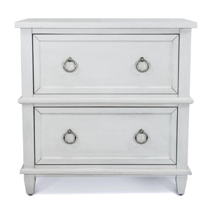 Seawinds Finn & Louise Point Breeze 2-Drawer Electrified USB Nightstand in Fresh White & Soft Grey Glaze