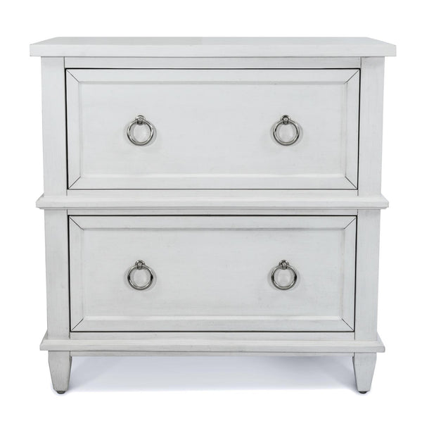 Seawinds Finn & Louise Point Breeze 2-Drawer Electrified USB Nightstand in Fresh White & Soft Grey Glaze