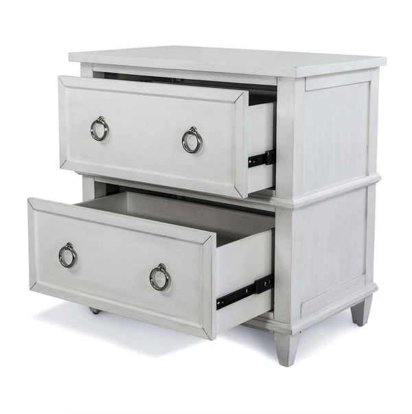 Seawinds Finn & Louise Point Breeze 2-Drawer Electrified USB Nightstand in Fresh White & Soft Grey Glaze