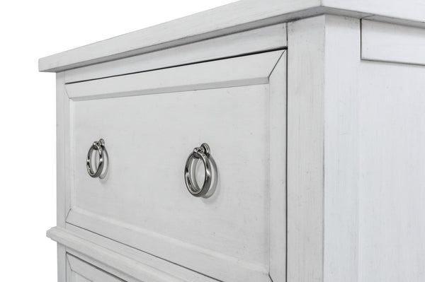 Seawinds Finn & Louise Point Breeze 2-Drawer Electrified USB Nightstand in Fresh White & Soft Grey Glaze