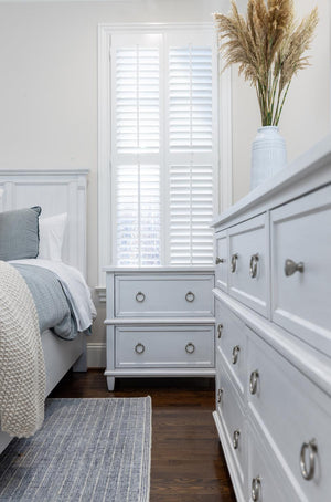 Seawinds Finn & Louise Point Breeze 2-Drawer Electrified USB Nightstand in Fresh White & Soft Grey Glaze