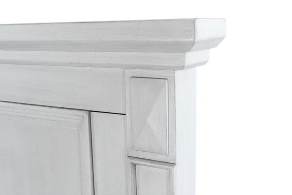 Seawinds Finn & Louise Point Breeze Queen Headboard in Fresh White & Soft Grey Glaze