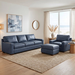 USA Premium Leather Alta Poncho Blue Sofa