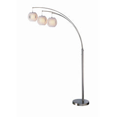 Lite Source Deion 3-Light Arc Floor Lamp with Polished Steel Finish & White Shades