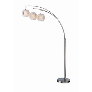 Lite Source Deion 3-Light Arc Floor Lamp with Polished Steel Finish & White Shades