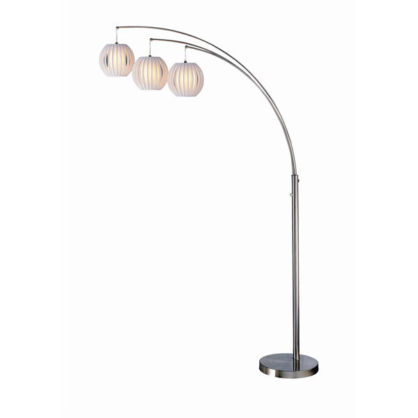 Lite Source Deion 3-Light Arc Floor Lamp with Polished Steel Finish & White Shades