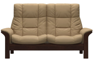 Stressless Buckingham High 2 Seat Loveseat Paloma Sand Brown Finish