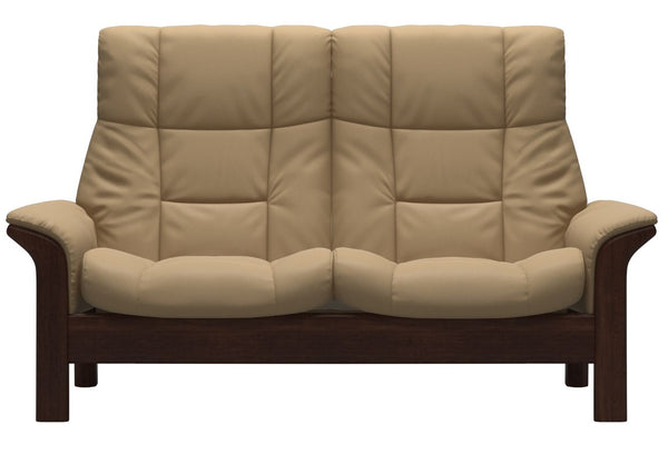 Stressless Buckingham High 2 Seat Loveseat Paloma Sand Brown Finish