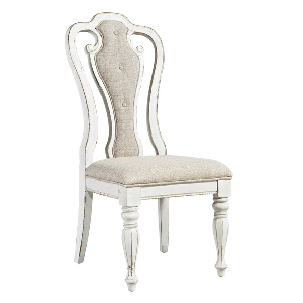 Liberty Furniture Magnolia Manor Antique White Splat- Back Upholstered Side Chair -