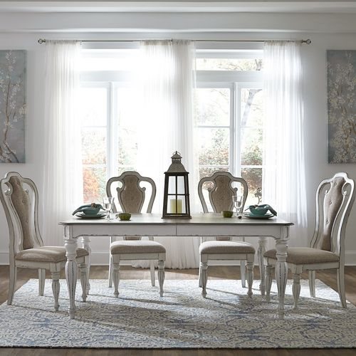 Liberty Magnolia Manor Antique White & Weathered Bark Dining Table with 4 Side Chairs