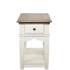 Riverside Myra Natural & Paperwhite 1-Drawer Chairside Table