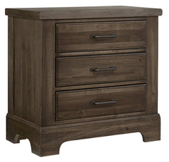 Vaughan-Bassett Cool Rustic Mink 3-Drawer Nightstand