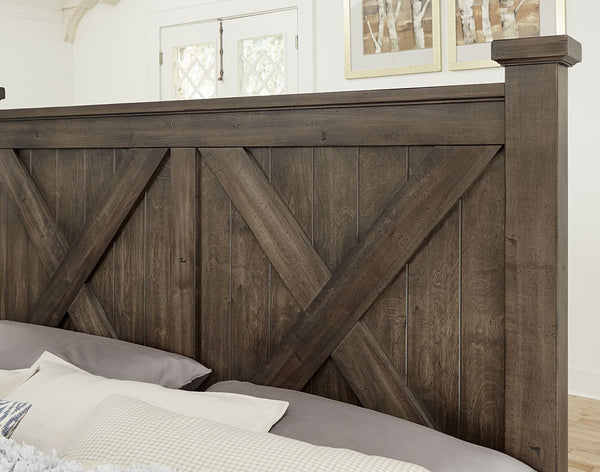 Vaughan-Bassett Queen X Storage Bed Cool Rustic
