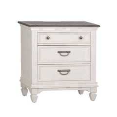 Liberty Furniture Allyson Park Wire Brushed White 3-Door Whie Nightstand with Charging Station