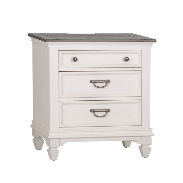 Liberty Furniture Allyson Park Wire Brushed White 3-Door Whie Nightstand with Charging Station