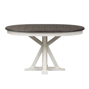Liberty Allyson Park Wire Brushed White Round Dining Table with Charcoal Top & 4 Slat Back Side Chairs