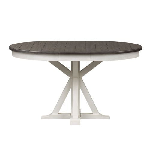 Liberty Allyson Park Wire Brushed White Round Dining Table with Charcoal Top & 4 Slat Back Side Chairs