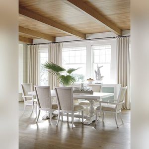 Ocean Breeze by Tommy Bahama Home White Coastal Rectangular Dining Table with 4 Upholstered Chairs