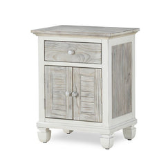 Seawinds Islamorada Clean White & Grey 1-Drawer 2-Door Electrified Coastal Nightstand
