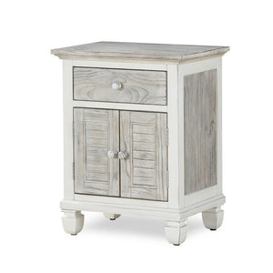 Seawinds Islamorada Clean White & Grey 1-Drawer 2-Door Electrified Coastal Nightstand