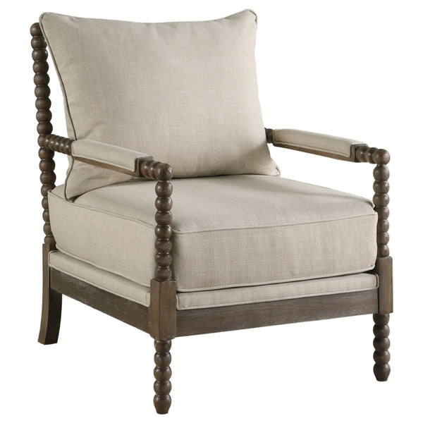 Coaster Blanchett Upholstered Bobbin Accent Chair Beige & Natural