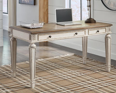 Realyn Pastoral Charm 2-Drawer 60-Inch Home Office Desk with USB White/Brown