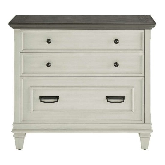 Martin Furniture Hartford Linen White Office Lateral File Cabinet with Gray Patterned Top