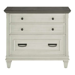 Martin Furniture Hartford Linen White Office Lateral File Cabinet with Gray Patterned Top